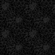 Beautiful monochrome black and white seamless background with flowers N6