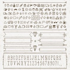 Vintage hand drawn design icon set and alphabet Vector illustration N2