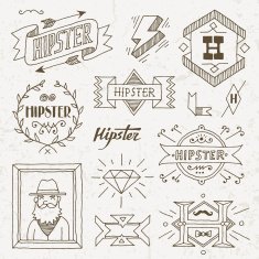 Vintage hipster hand drawn design elements set 8 Vector illustration N2