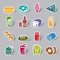 Food and Drinks Color Icon Label N7