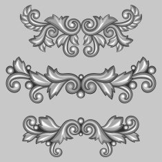 Set of baroque ornamental antique silver scrolls and vignettes