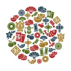 Chinese New Year Icons in Circle Shape