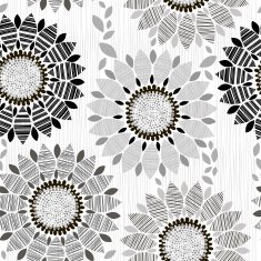 Monochrome seamless pattern of abstract flowers N18