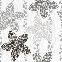 Monochrome seamless pattern of abstract flowers N19