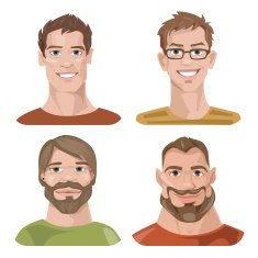Set of four portraits Male characters N2