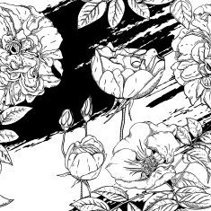 Seamless pattern with wild roses N2