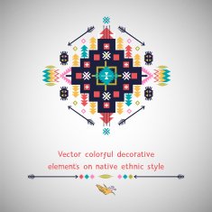 Vector colorful decorative element on native ethnic style N16