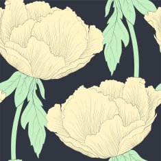 seamless background with flowers peony stem and leaves N2