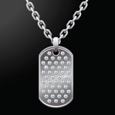 Platinum Dog Tag with White Rhinestones