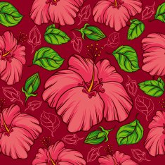 Hibiscus flower Vector Pattern N3