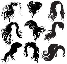 big set of black hair styling for woman N3