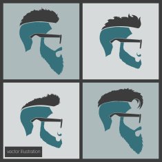 icons hairstyles beard and mustache hipster