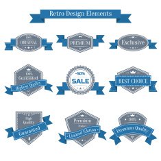 Vector vintage set of labels with ribbons N4