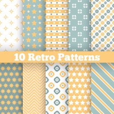 Fashion retro different vector seamless patterns