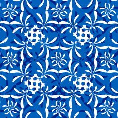 white floral pattern with blue background