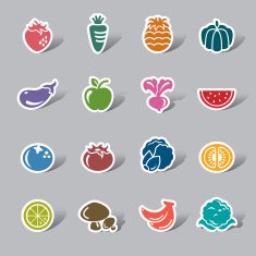 Fruit and Vegetables Color Icon Label N2