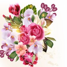 Beautiful vector floral background with detailed flowers