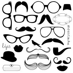 Retro Party set - Sunglasses lips moustaches N10