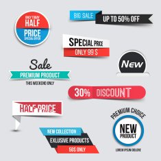 Collection of Sale Discount Styled origami Banners N4