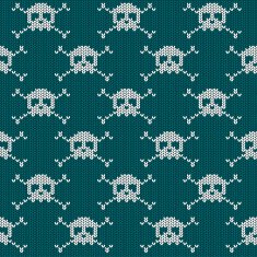 Knitted seamless pattern with skulls