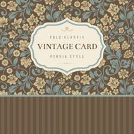 Vector vintage card Stylized silhouettes of flowers and berries