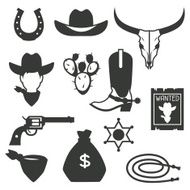 Wild west cowboy objects and design elements N3