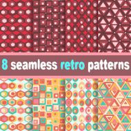 Set of eight geometric retro seamless patterns N2