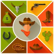 Wild west cowboy objects and design elements N4
