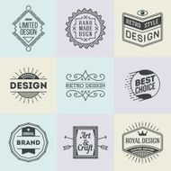 Assorted retro design insignias logotypes set 5 Vector vintage elements