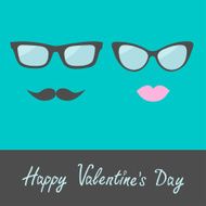 Glasses with lips and moustache Flat design Happy Valentines D