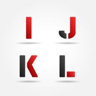 ijkl red stencil letters