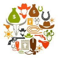Wild west background with cowboy objects and design elements N7