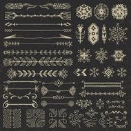 Hand drawn assorted design elements set 1 on dark N2