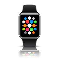 Smart watch isolated with icons on white background Vector illustration