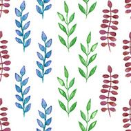 Seamless hand painted green herb pattern N2