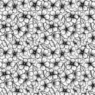 seamless background in black-and-white Blossoming branches of trees