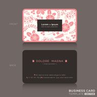 Cute Business card Template with pink floral pattern background