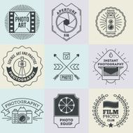 Assorted retro design insignias photography logotypes set