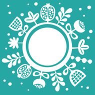 Card with round banner and floral background
