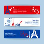 Collection of banners and ribbons with Paris landmarks