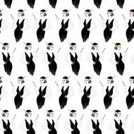 Woman in art deco style Seamless pattern