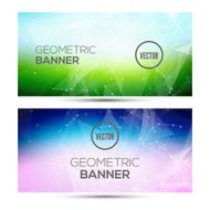 Bright horizontal abstract geometric low poly polygonal banners template design N2