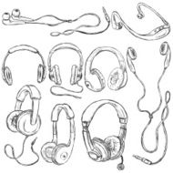 Vector Set of Sketch Headphones N2