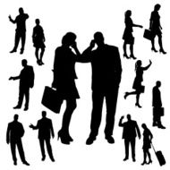 Vector silhouette of business people N12