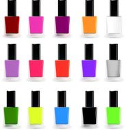 Set bottles of nail polish in various colors Vector