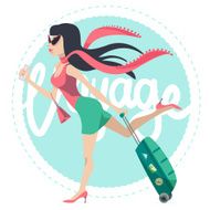 Girl with dark a suitcase