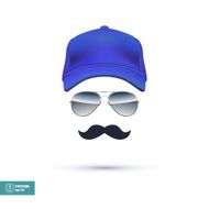 Cap Glasses and Mustache Vector