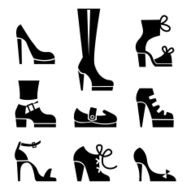 Vector icons of female footwear