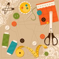 Sewing accessories Vector illustration