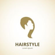 Stylized vector woman&#039;s face in profile abstract logo